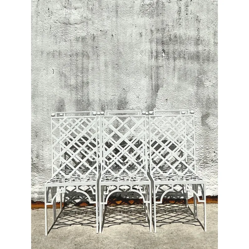 Vintage Coastal Powder Coated Steel Dining Chairs - Set of 6 — additional photo 1