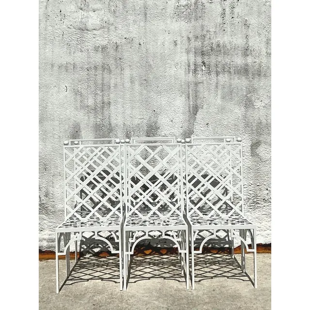 Vintage Coastal Powder Coated Steel Dining Chairs - Set of 6 — additional photo 1