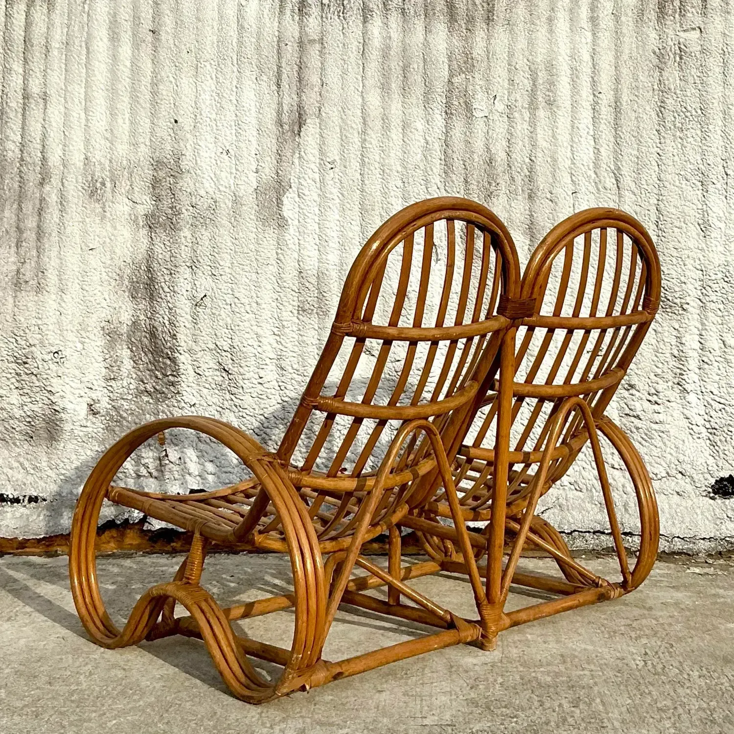 Vintage Coastal Rattan Double Lounge Chair — additional photo 2
