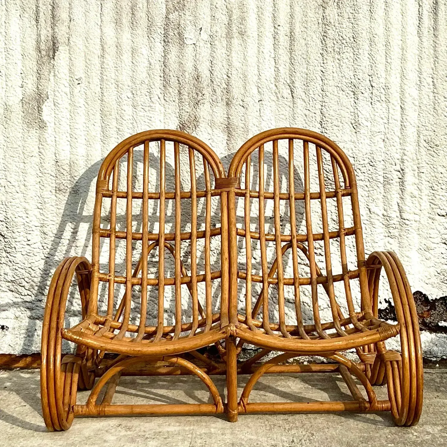 Vintage Coastal Rattan Double Lounge Chair — additional photo 3
