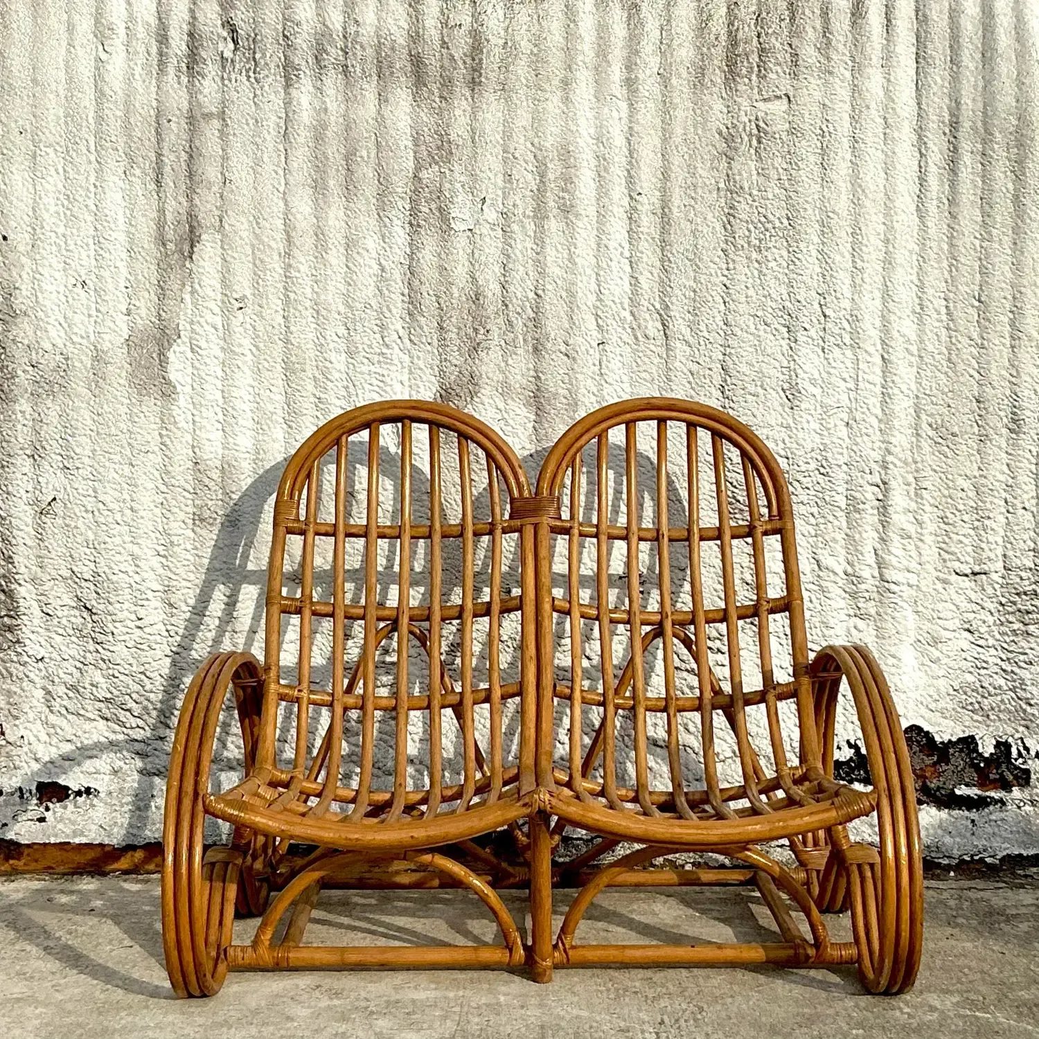 Vintage Coastal Rattan Double Lounge Chair — additional photo 4