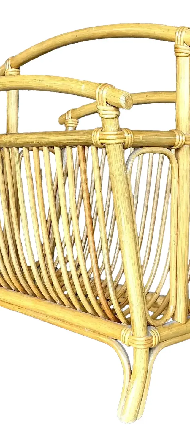 Vintage Coastal Rattan Newspaper Rack