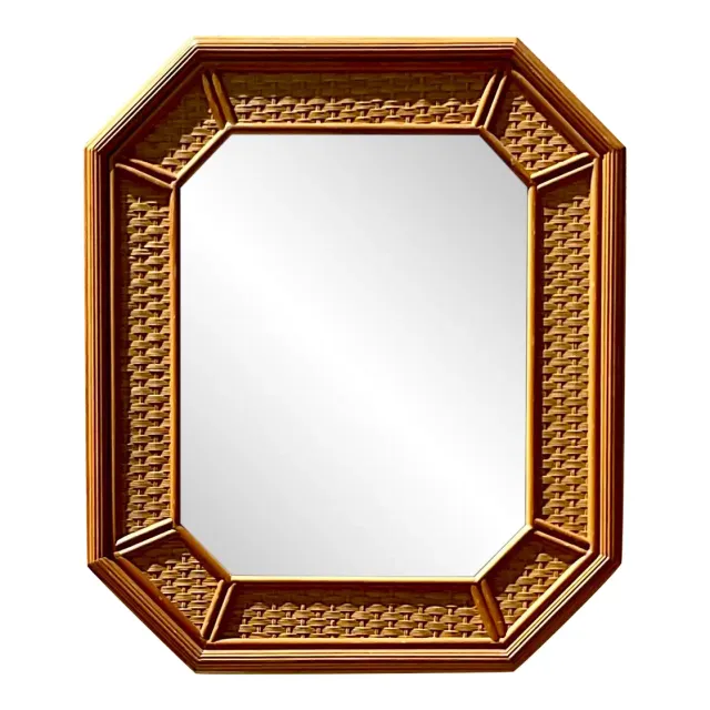 Vintage Coastal Rattan Octagon Mirror — additional photo 1