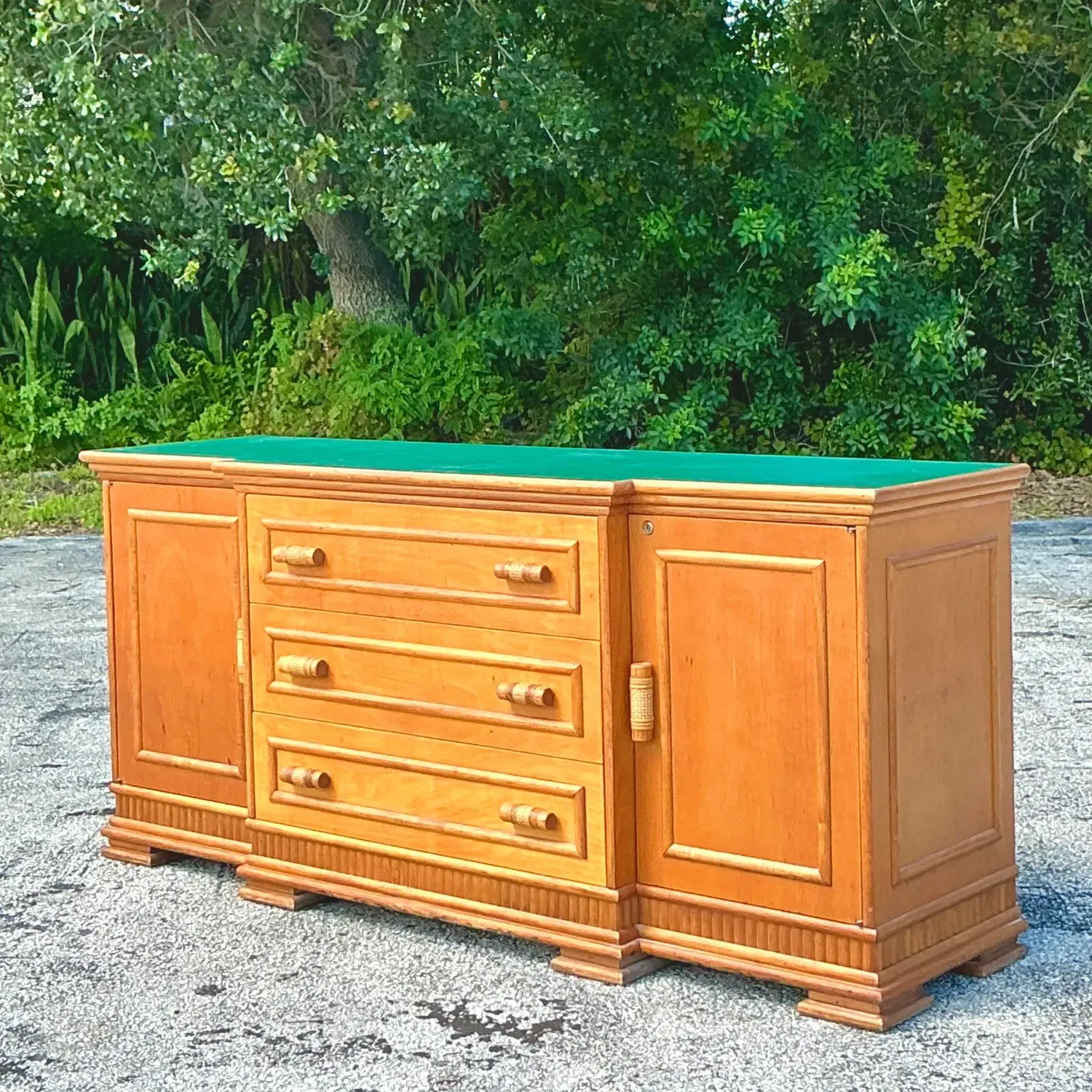 Vintage Coastal Rattan Trimmed Credenza — additional photo 4