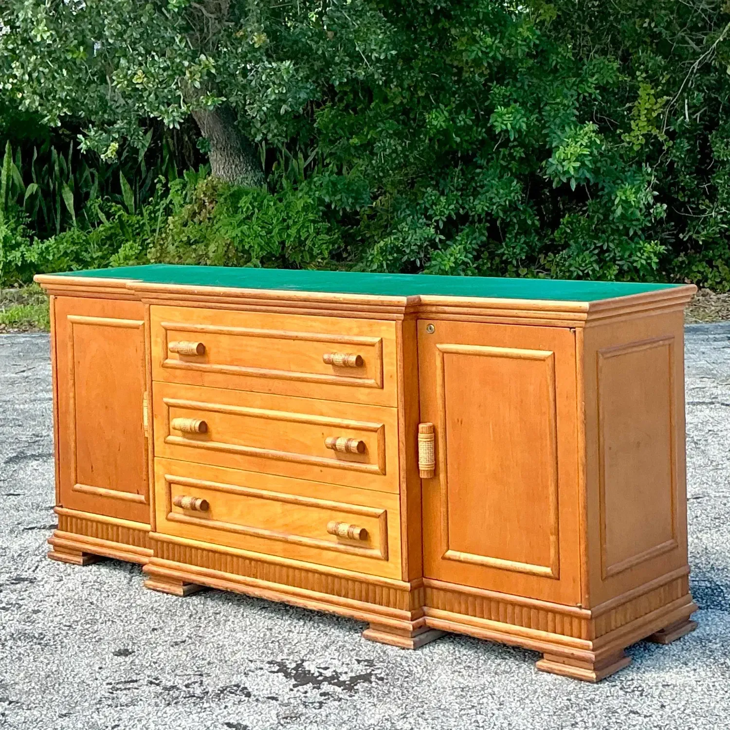 Vintage Coastal Rattan Trimmed Credenza — additional photo 6