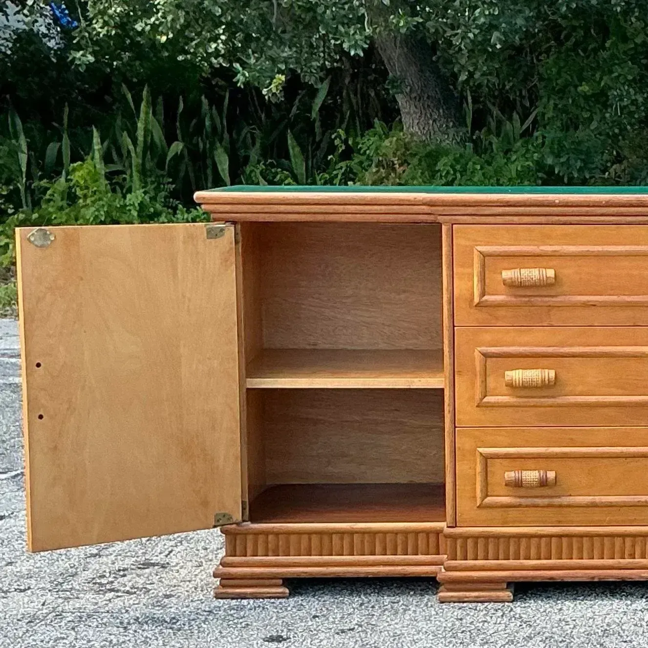 Vintage Coastal Rattan Trimmed Credenza — additional photo 7
