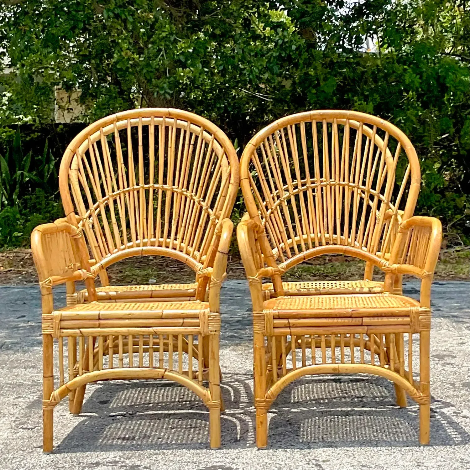 Vintage Coastal Rib Rattan Dining Chairs - Set of 4 — additional photo 1