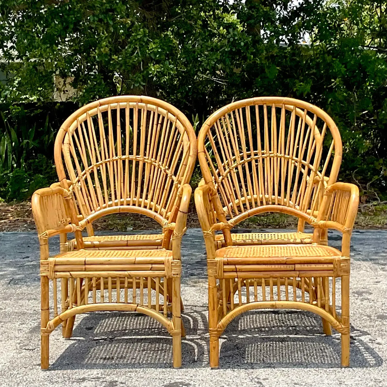 Vintage Coastal Rib Rattan Dining Chairs - Set of 4 — additional photo 2