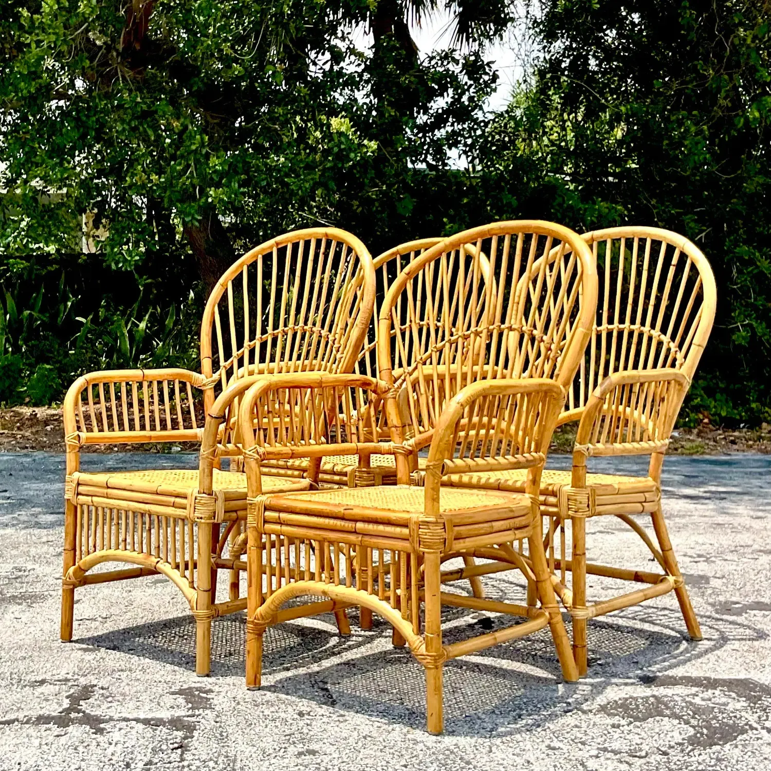 Vintage Coastal Rib Rattan Dining Chairs - Set of 4 — additional photo 5