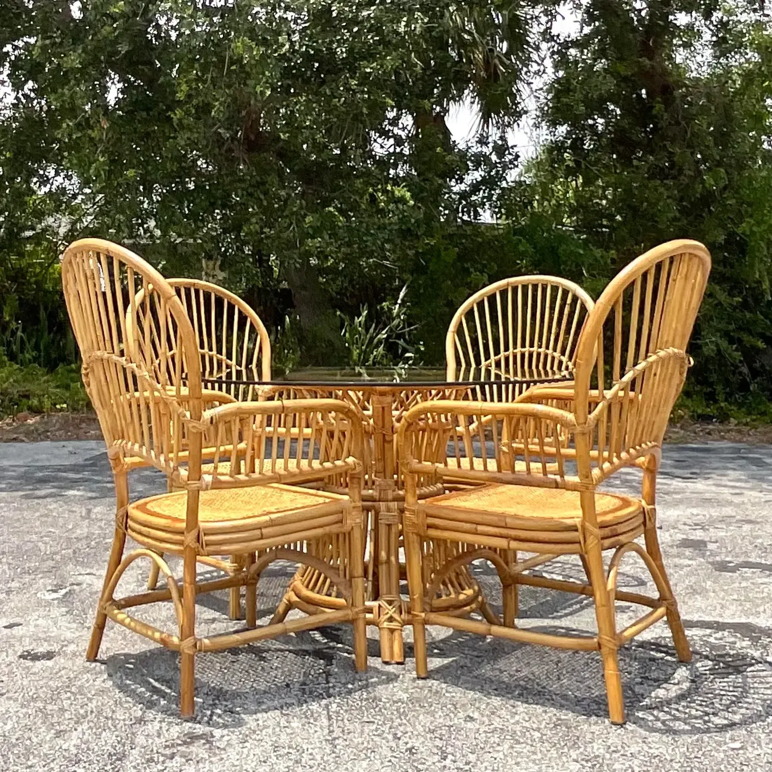 Vintage Coastal Rib Rattan Dining Chairs - Set of 4 — additional photo 6