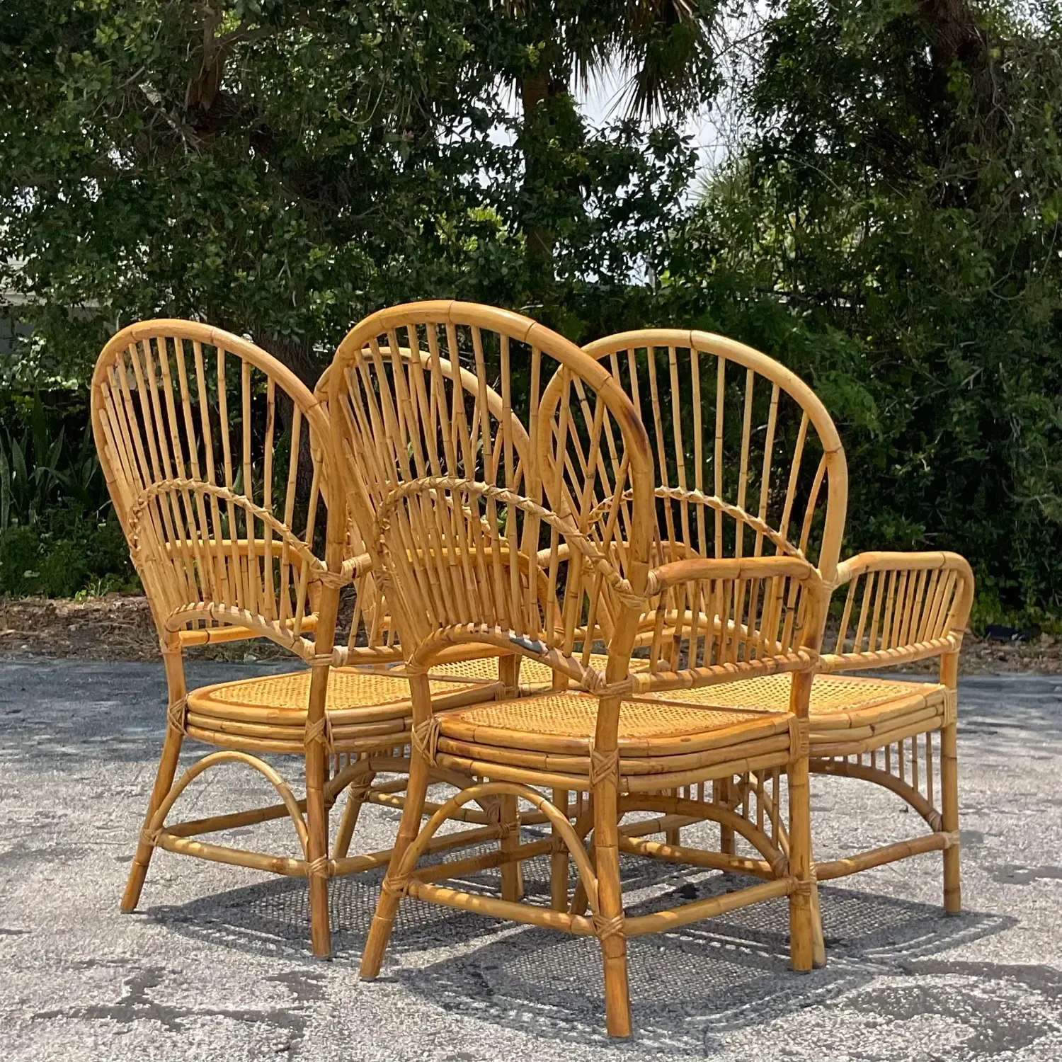 Vintage Coastal Rib Rattan Dining Chairs - Set of 4 — additional photo 7