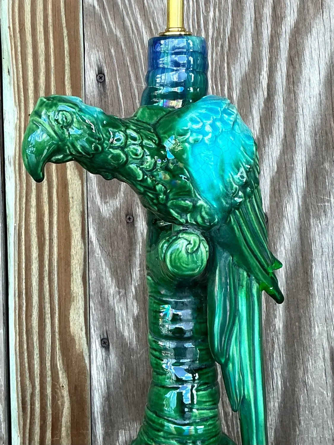 Vintage Coastal Royal Haeger Glazed Ceramic Parrot Table Lamp — additional photo 2