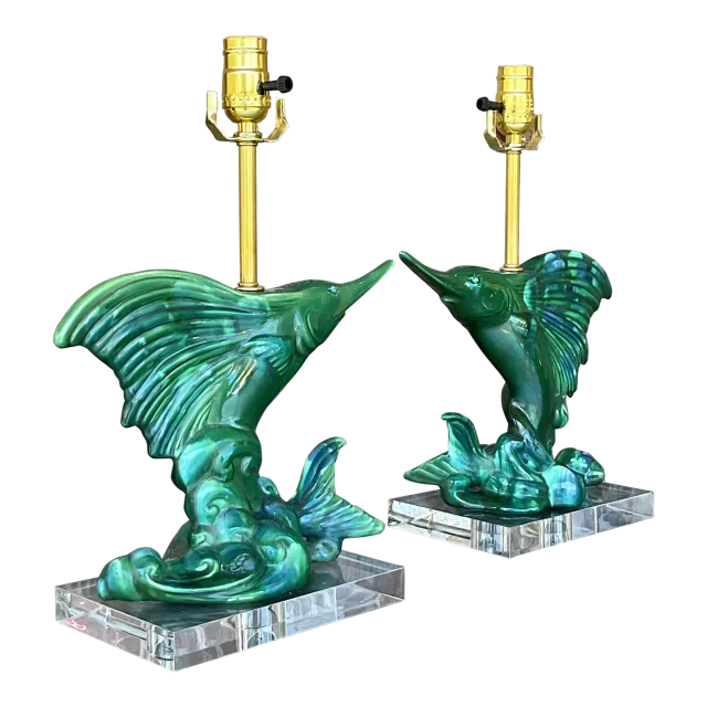 Vintage Coastal Royal Haeger Sailfish Lamps - a Pair — additional photo 2