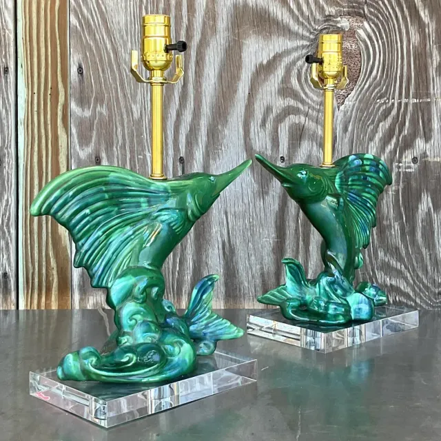 Vintage Coastal Royal Haeger Sailfish Lamps - a Pair — additional photo 3