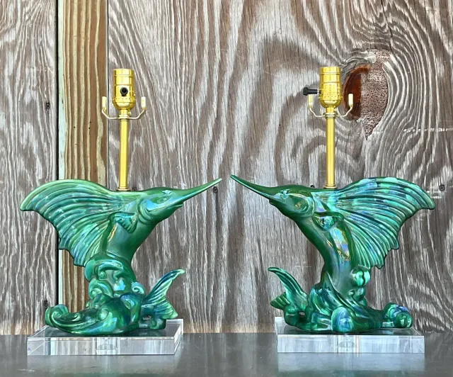 Vintage Coastal Royal Haeger Sailfish Lamps - a Pair — additional photo 4