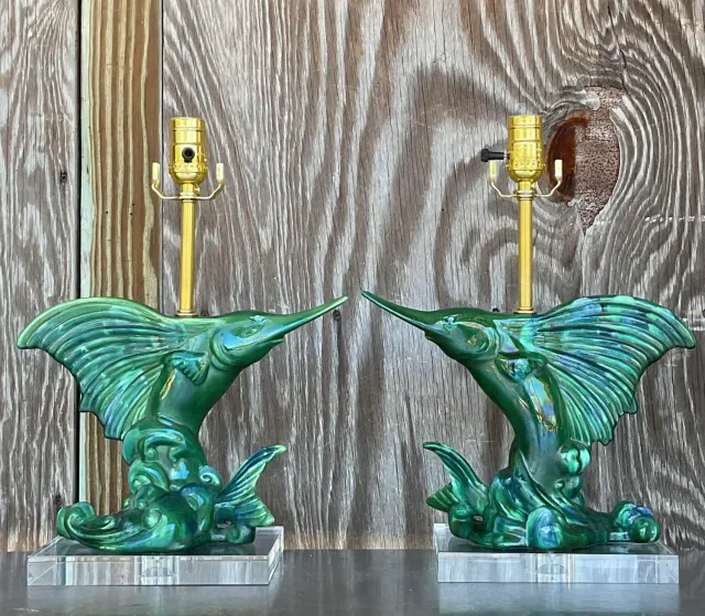 Vintage Coastal Royal Haeger Sailfish Lamps - a Pair — additional photo 5