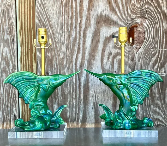 Vintage Coastal Royal Haeger Sailfish Lamps - a Pair — additional photo 7