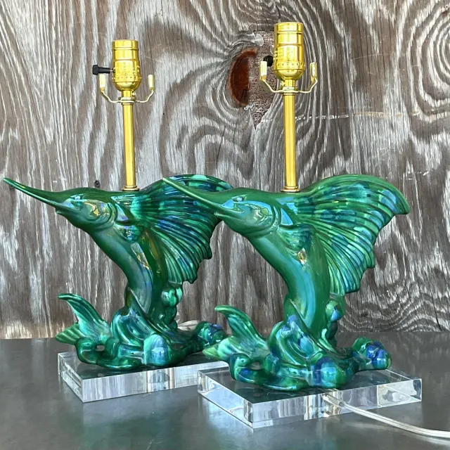 Vintage Coastal Royal Haeger Sailfish Lamps - a Pair — additional photo 8