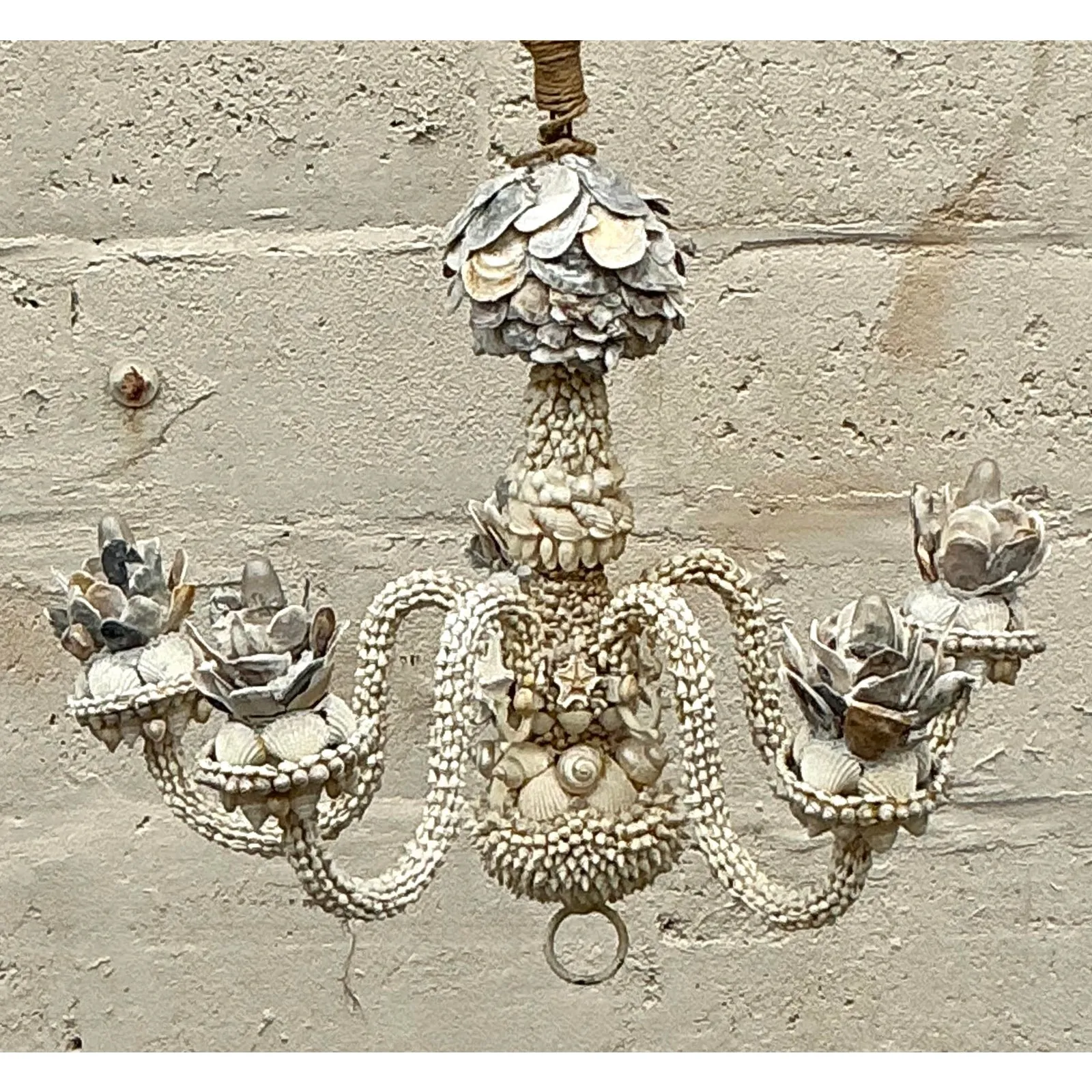 Vintage Coastal Shell Encrusted Chandelier