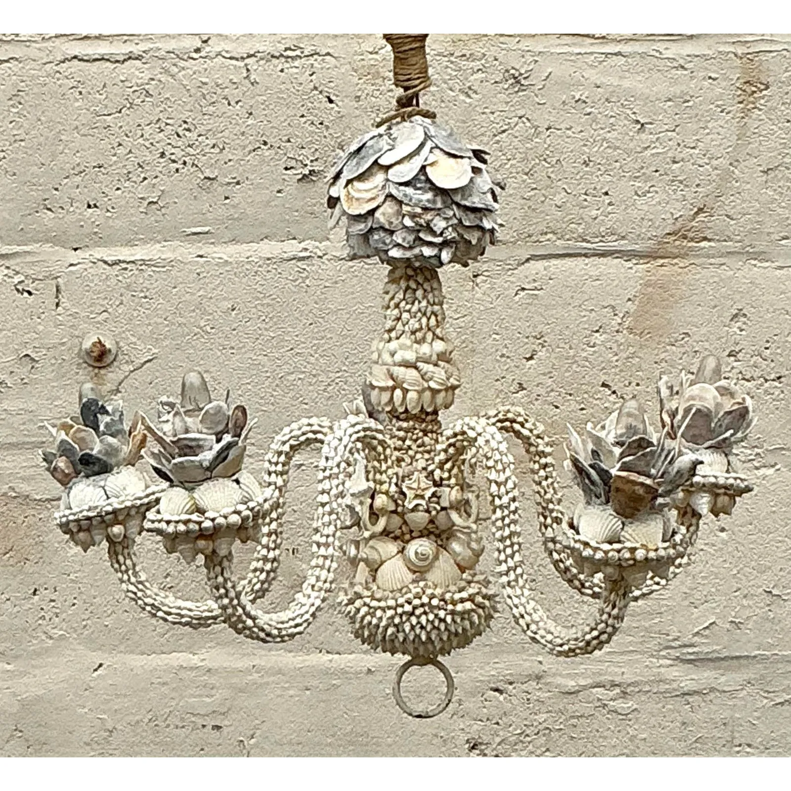 Vintage Coastal Shell Encrusted Chandelier — additional photo 1