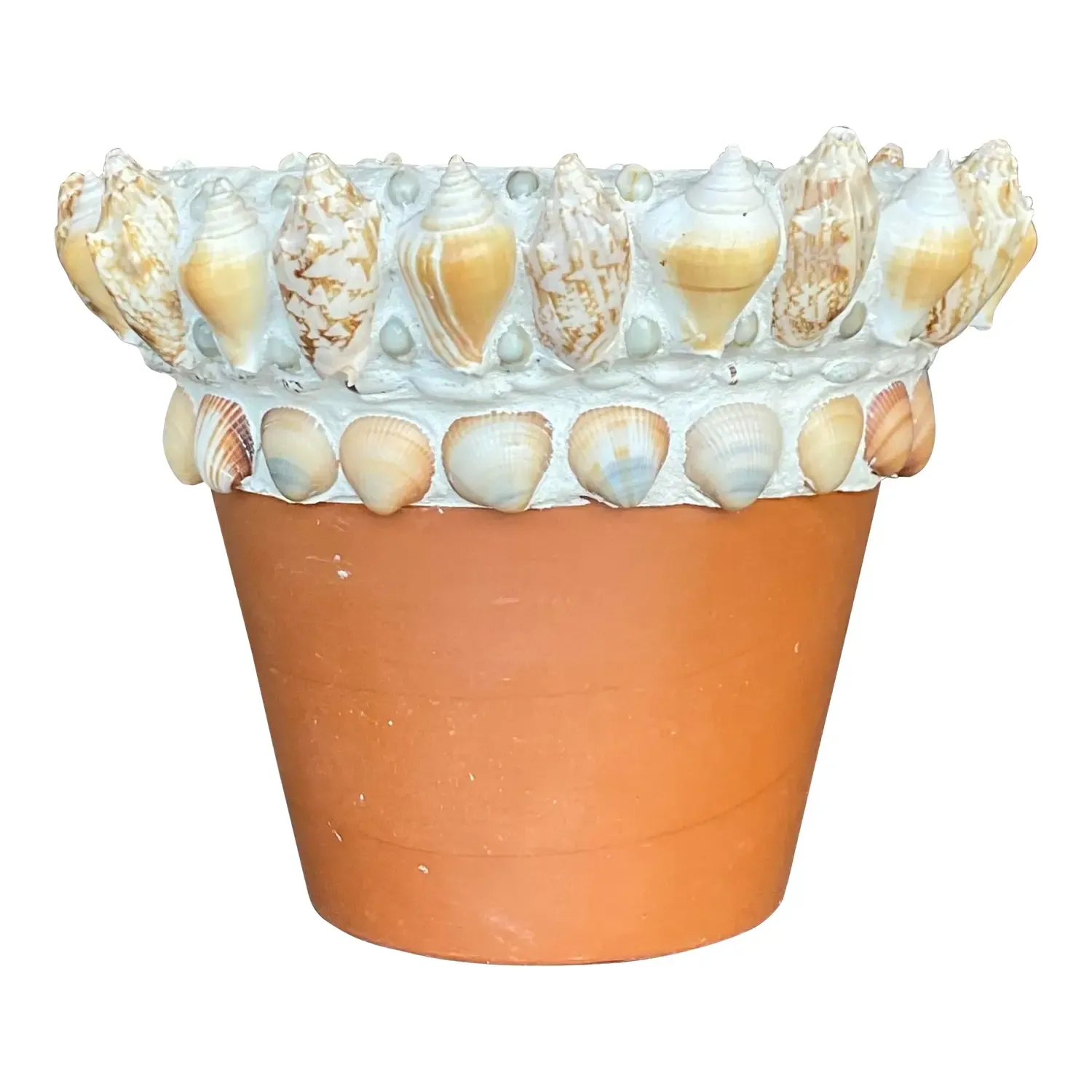 Vintage Coastal Shell Encrusted Flower Pot