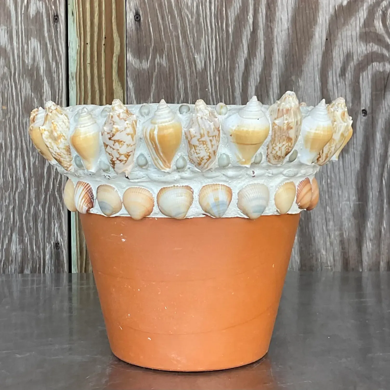 Vintage Coastal Shell Encrusted Flower Pot — additional photo 2