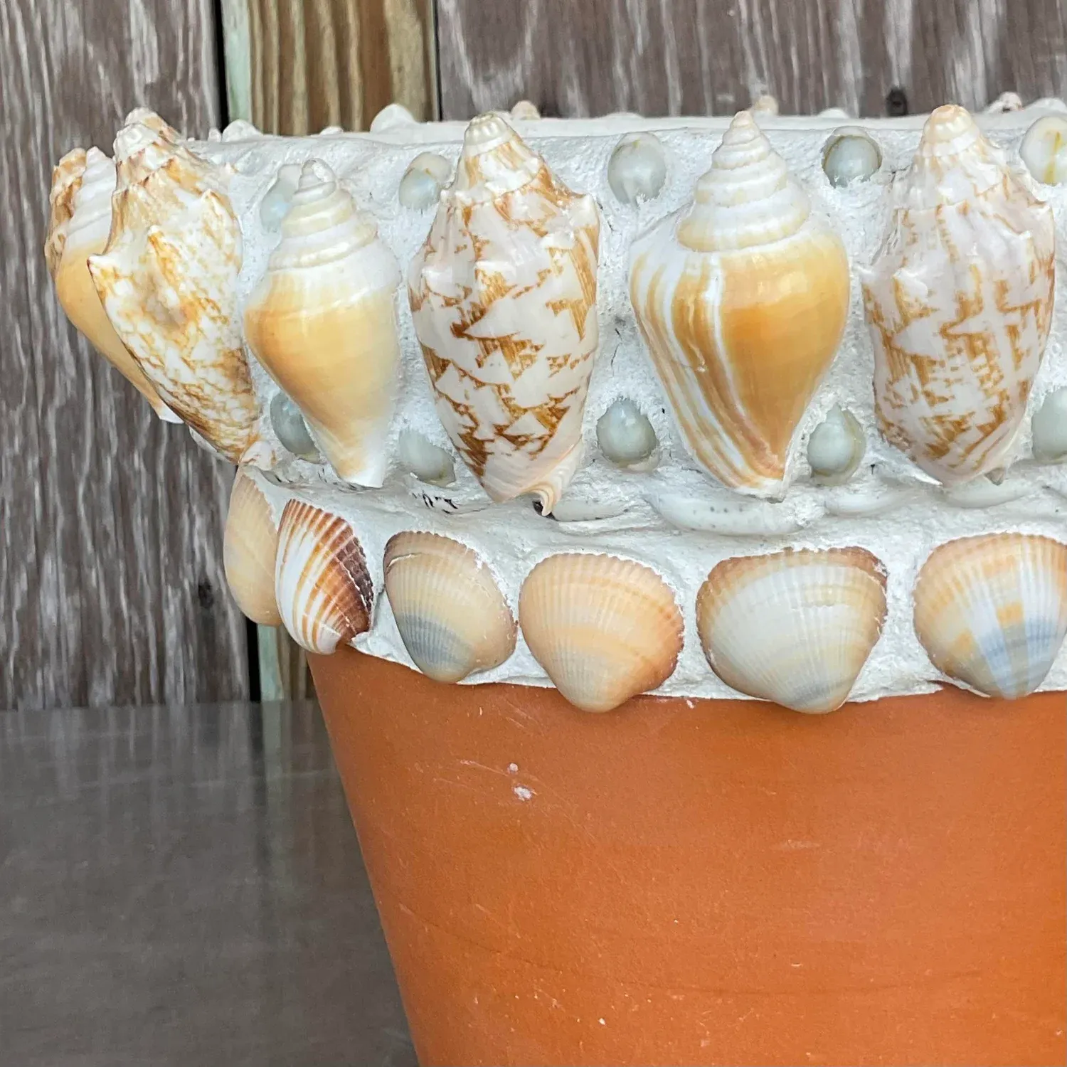 Vintage Coastal Shell Encrusted Flower Pot — additional photo 4
