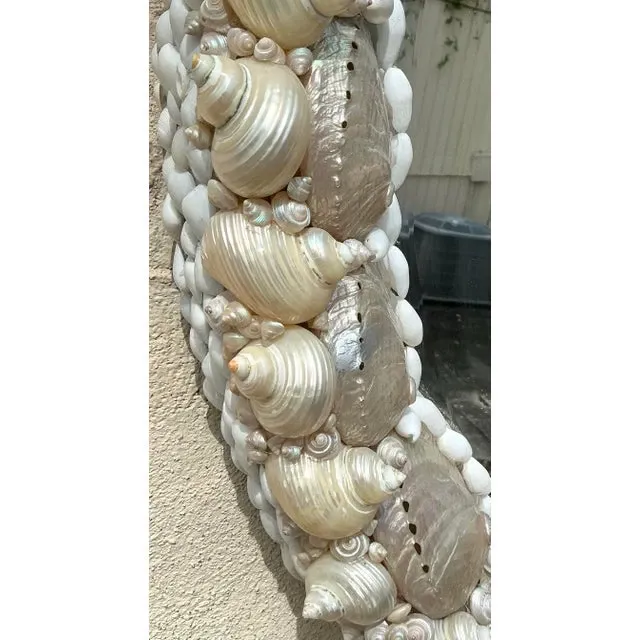 Vintage Coastal Shell Encrusted Oval Mirror — additional photo 4