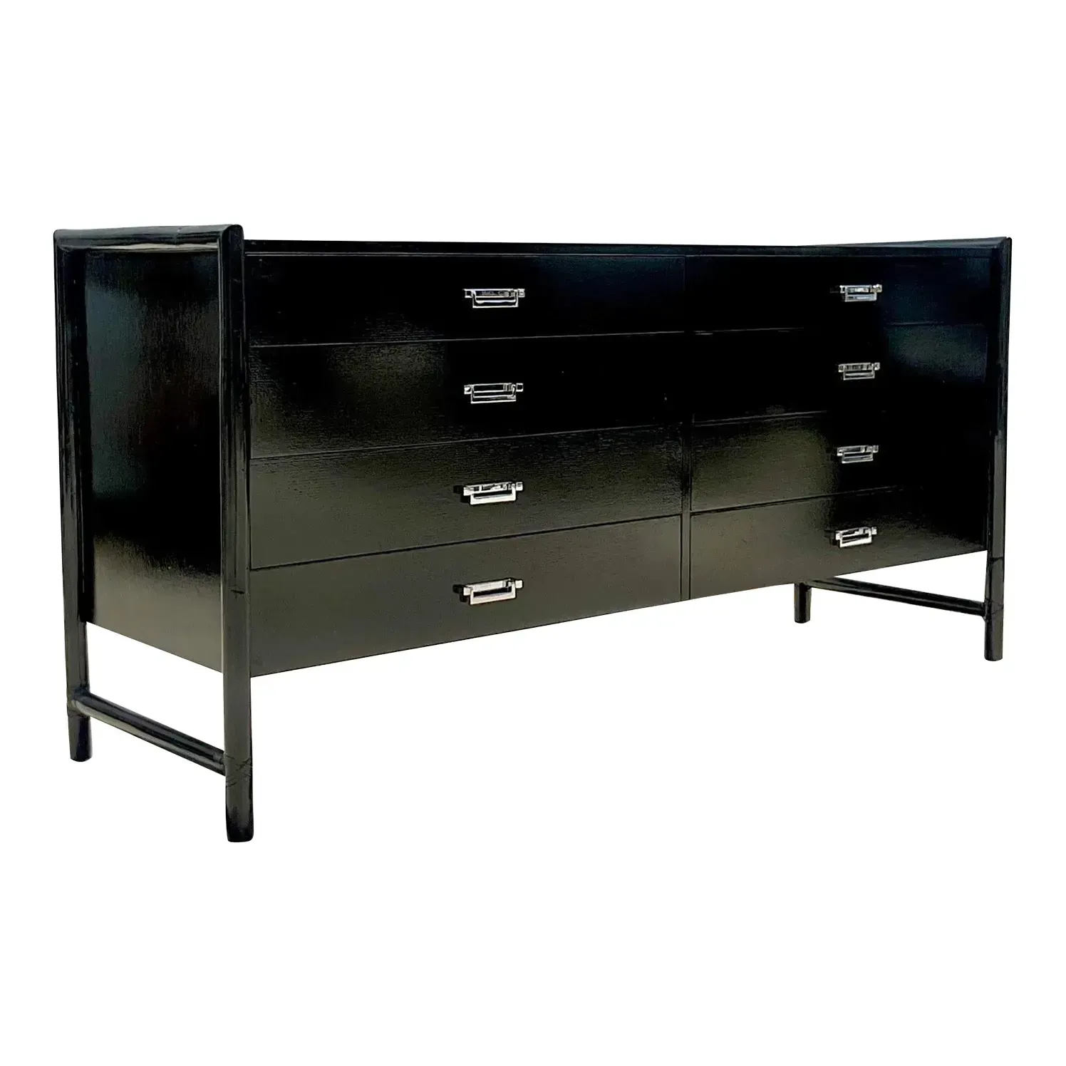 Vintage Coastal Signed McGuire Lacquered Rattan Dresser