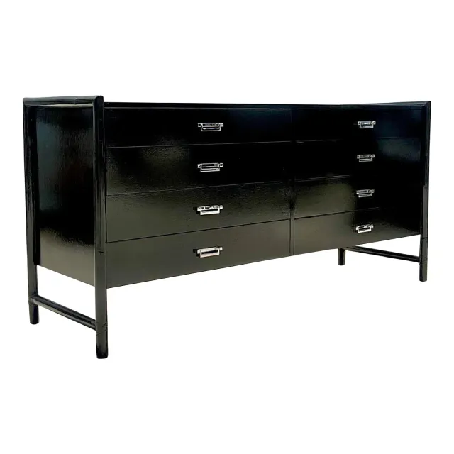 Vintage Coastal Signed McGuire Lacquered Rattan Dresser — additional photo 1