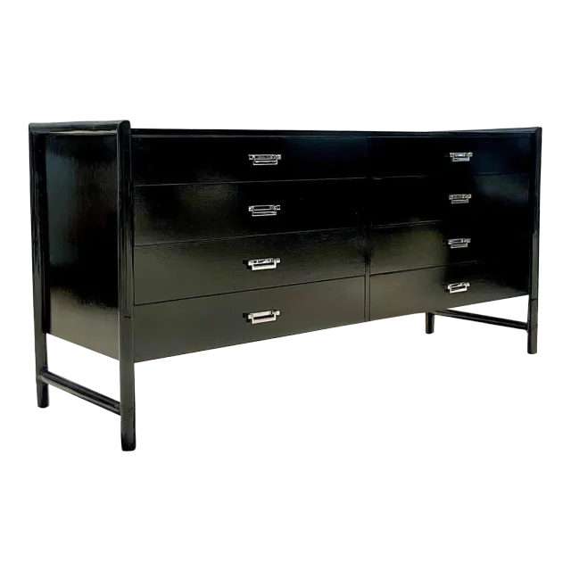 Vintage Coastal Signed McGuire Lacquered Rattan Dresser — additional photo 2
