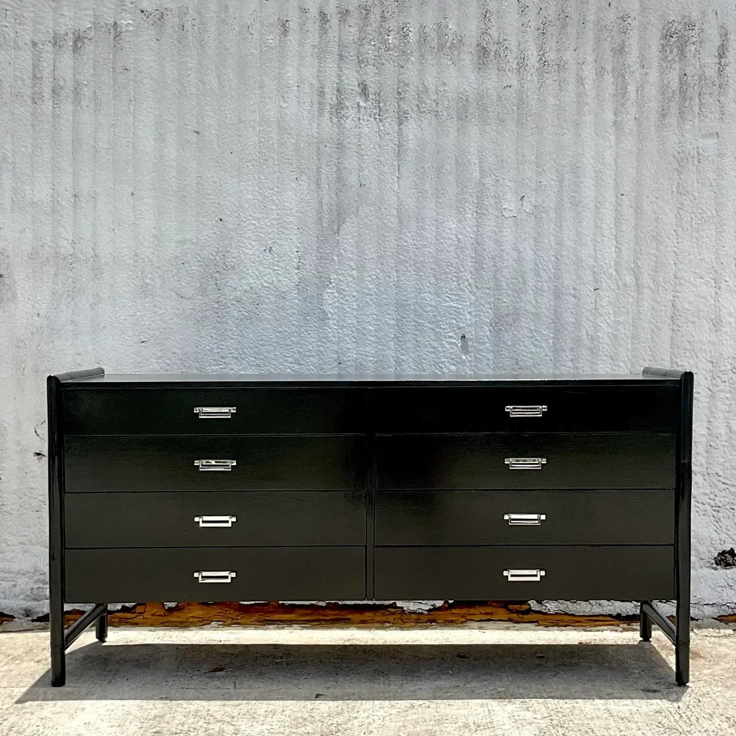 Vintage Coastal Signed McGuire Lacquered Rattan Dresser — additional photo 3