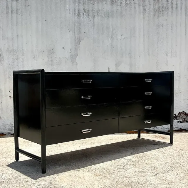 Vintage Coastal Signed McGuire Lacquered Rattan Dresser — additional photo 4