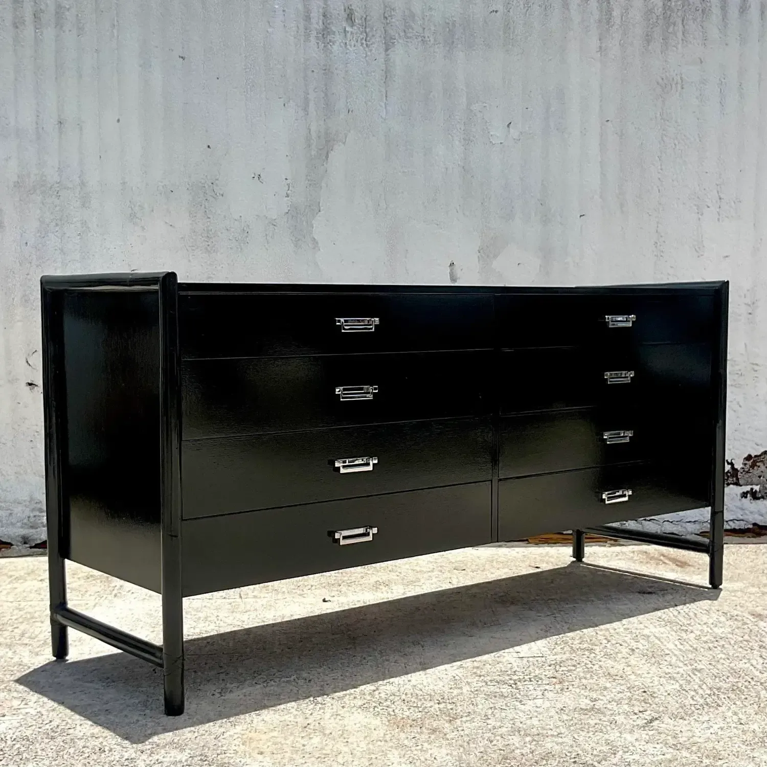 Vintage Coastal Signed McGuire Lacquered Rattan Dresser — additional photo 5