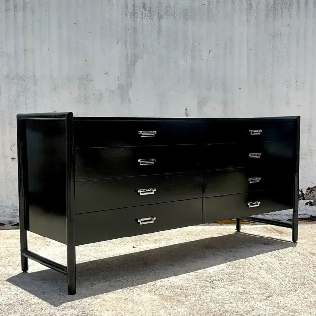 Vintage Coastal Signed McGuire Lacquered Rattan Dresser — additional photo 5