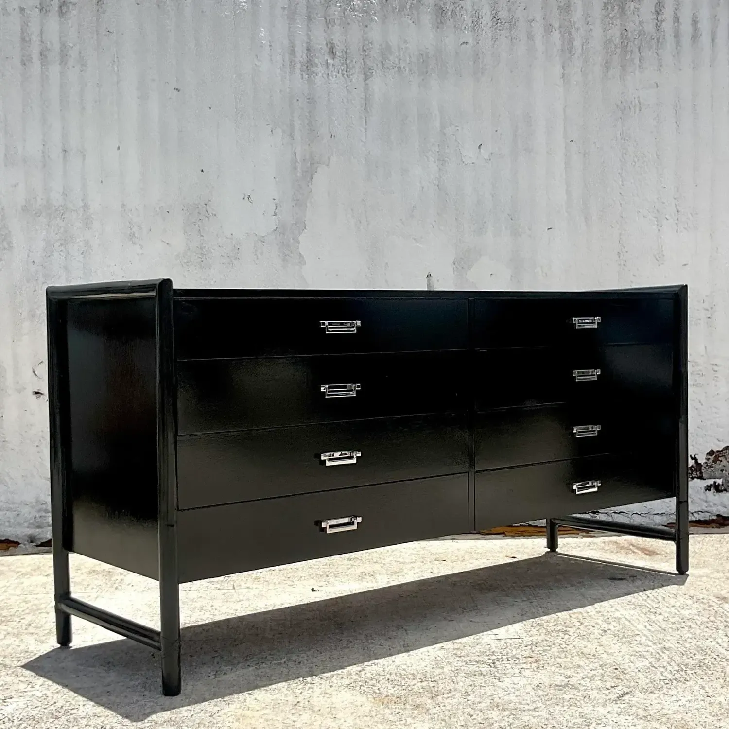 Vintage Coastal Signed McGuire Lacquered Rattan Dresser — additional photo 7