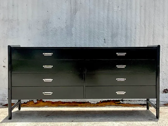 Vintage Coastal Signed McGuire Lacquered Rattan Dresser — additional photo 8