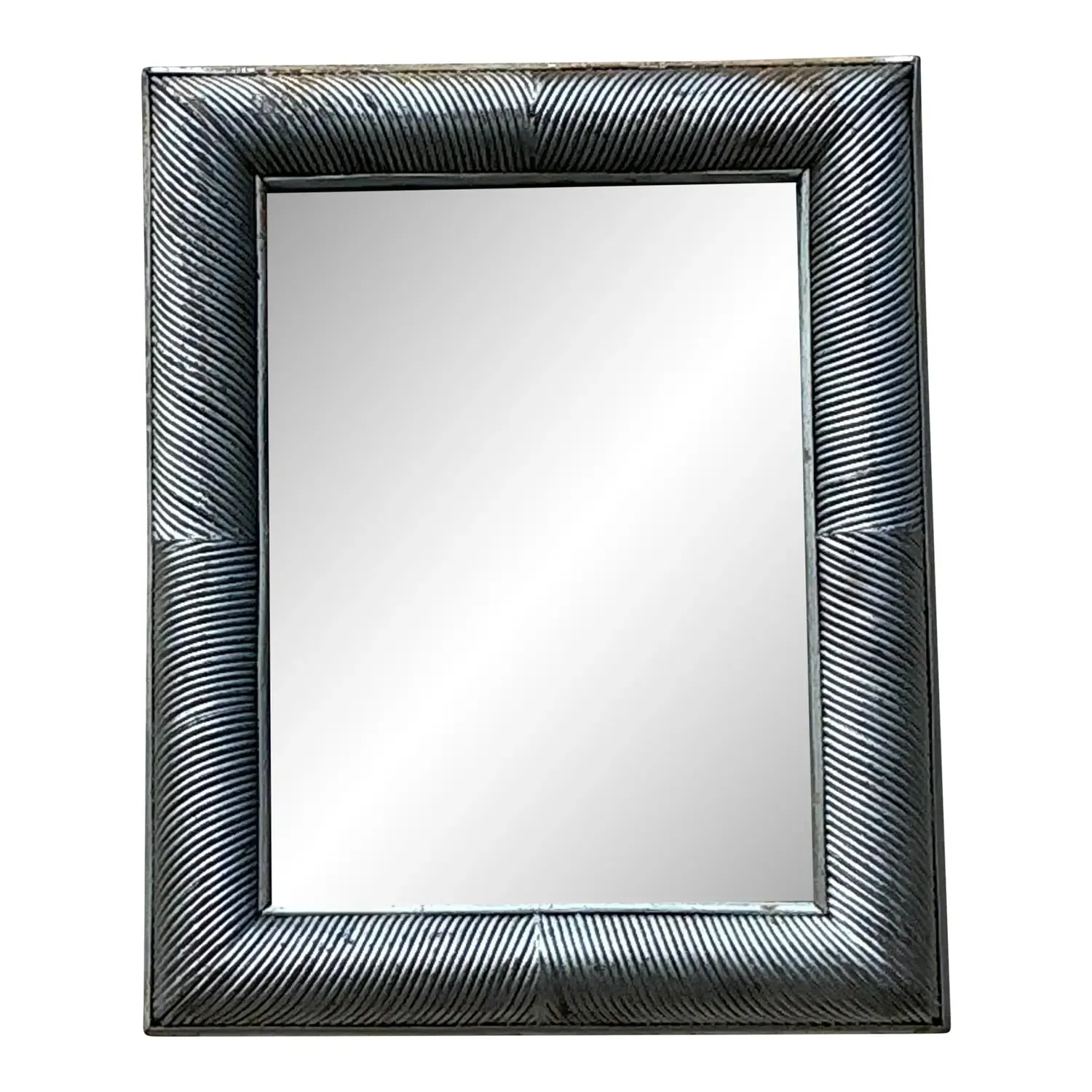 Vintage Coastal Silver Pencil Reed Distressed Mirror — additional photo 1