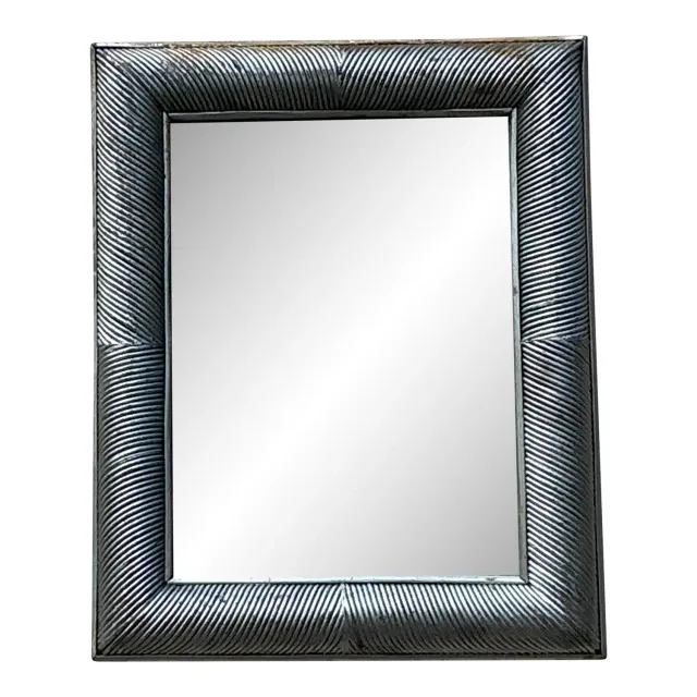 Vintage Coastal Silver Pencil Reed Distressed Mirror — additional photo 1
