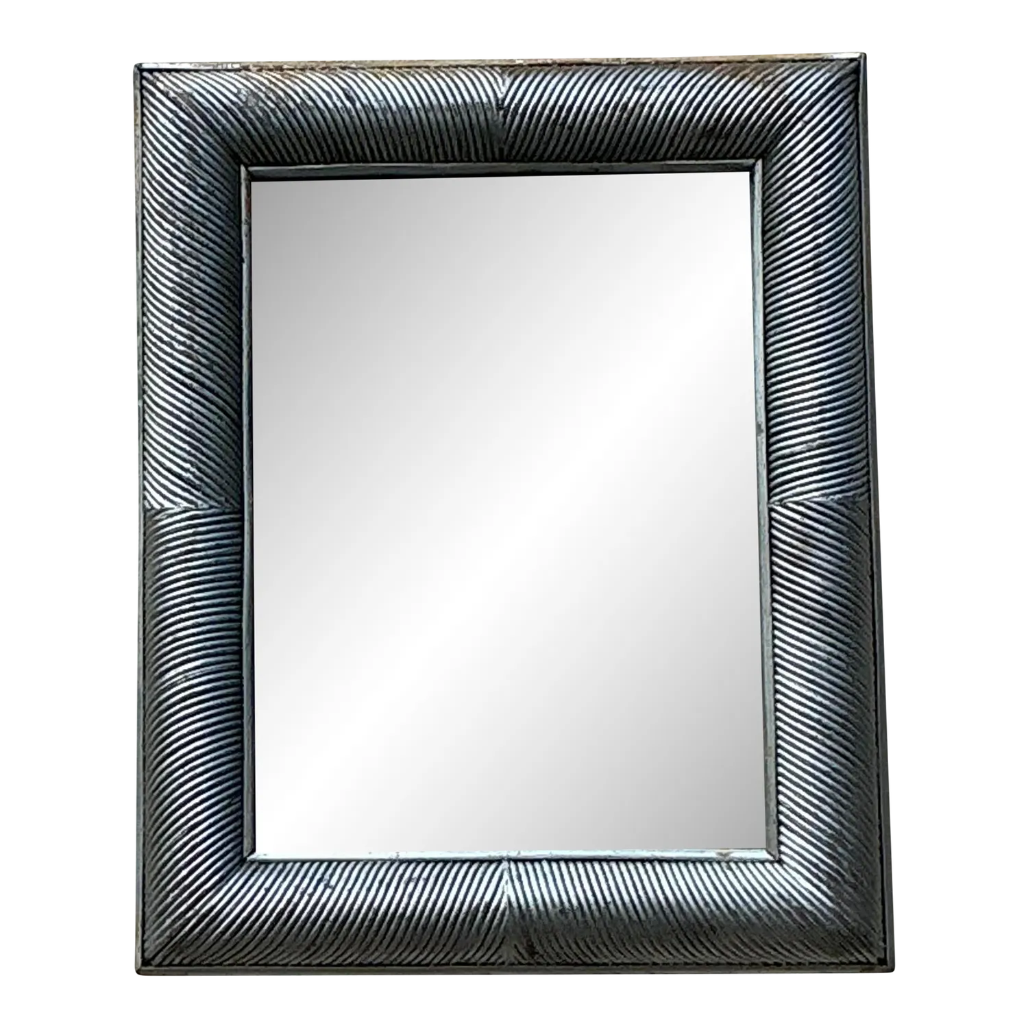 Vintage Coastal Silver Pencil Reed Distressed Mirror — additional photo 2