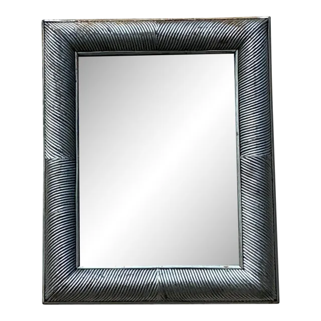 Vintage Coastal Silver Pencil Reed Distressed Mirror — additional photo 2
