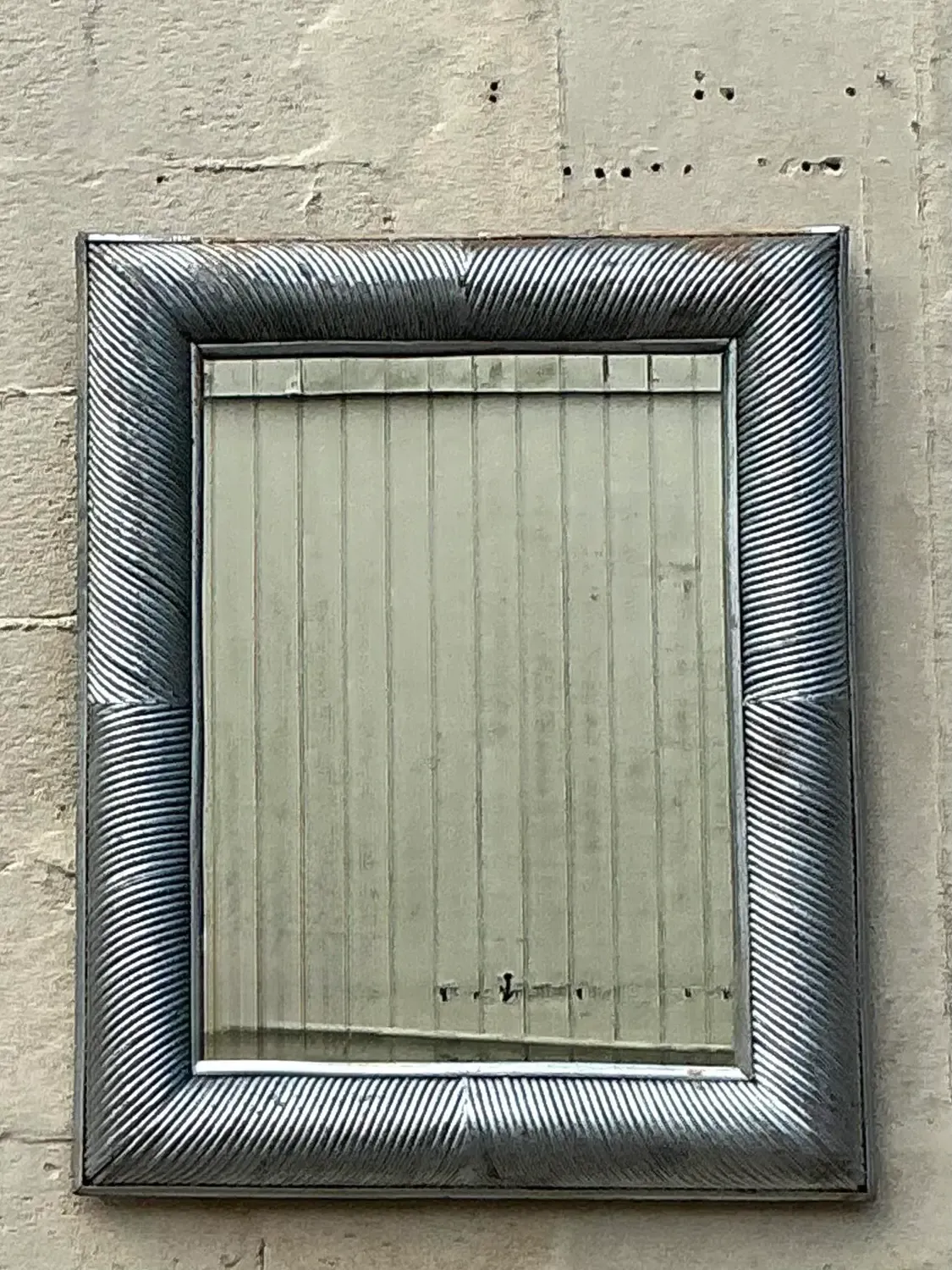 Vintage Coastal Silver Pencil Reed Distressed Mirror — additional photo 3