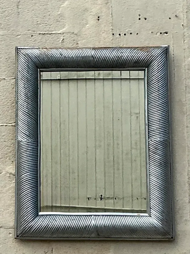 Vintage Coastal Silver Pencil Reed Distressed Mirror — additional photo 3