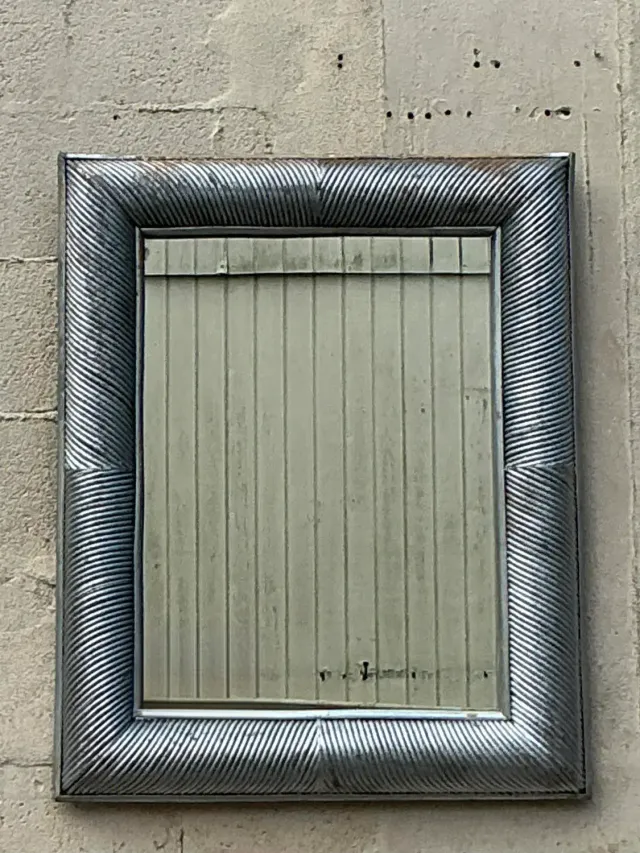 Vintage Coastal Silver Pencil Reed Distressed Mirror — additional photo 5