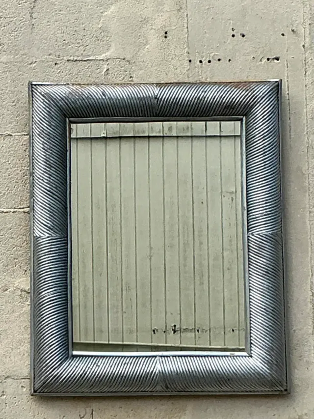 Vintage Coastal Silver Pencil Reed Distressed Mirror — additional photo 6