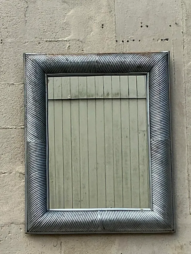 Vintage Coastal Silver Pencil Reed Distressed Mirror — additional photo 7