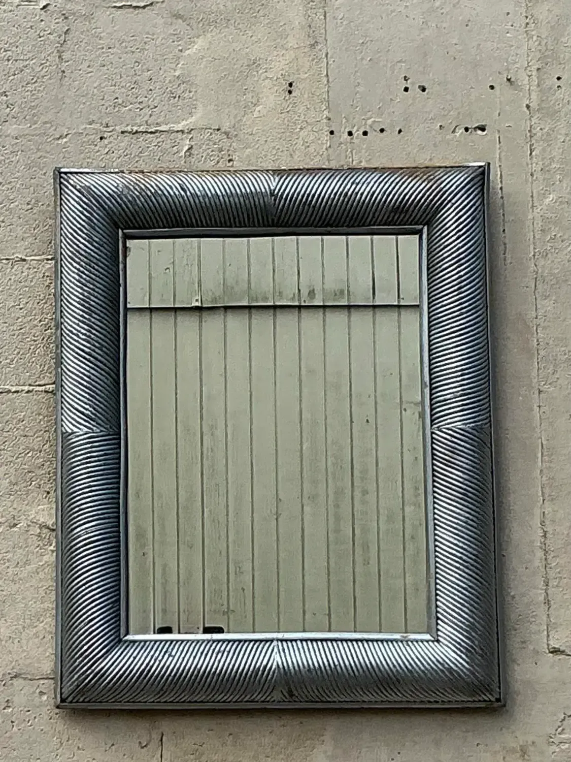 Vintage Coastal Silver Pencil Reed Distressed Mirror — additional photo 8