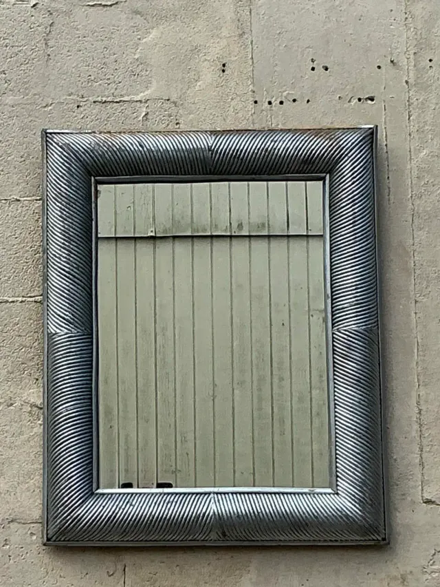 Vintage Coastal Silver Pencil Reed Distressed Mirror — additional photo 8