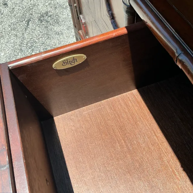 Vintage Coastal Sligh Inset Rattan Credenza — additional photo 4