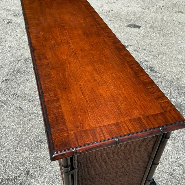 Vintage Coastal Sligh Inset Rattan Credenza — additional photo 5